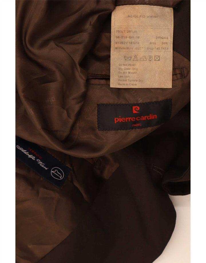 Męska marynarka Pierre Cardin zapinana na 2 guziki IT 58 4XL brązowa