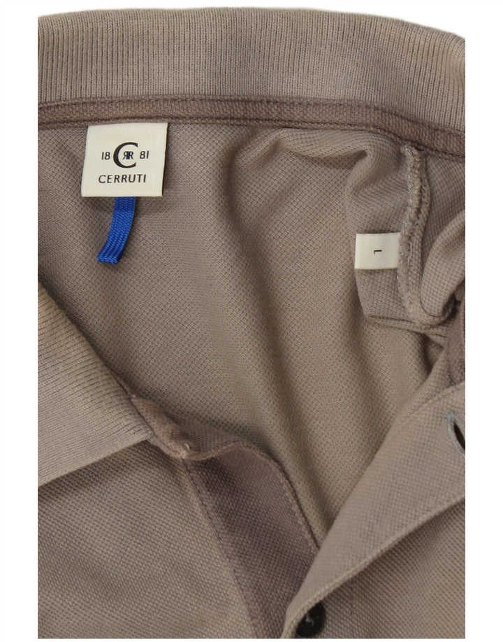 Męska koszulka polo CERRUTI 1881 z grafiką, duża, szara, bawełniana