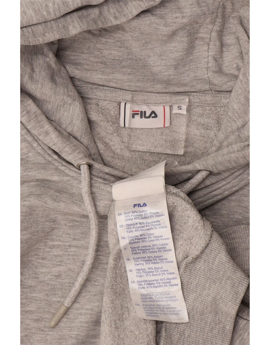 FILA Męski sweter z kapturem, mały, szary, bawełniany