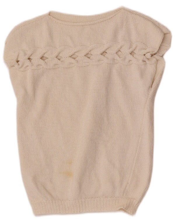 Tank top dziewczęcy w stylu vintage w wieku 9-10 lat, beżowy