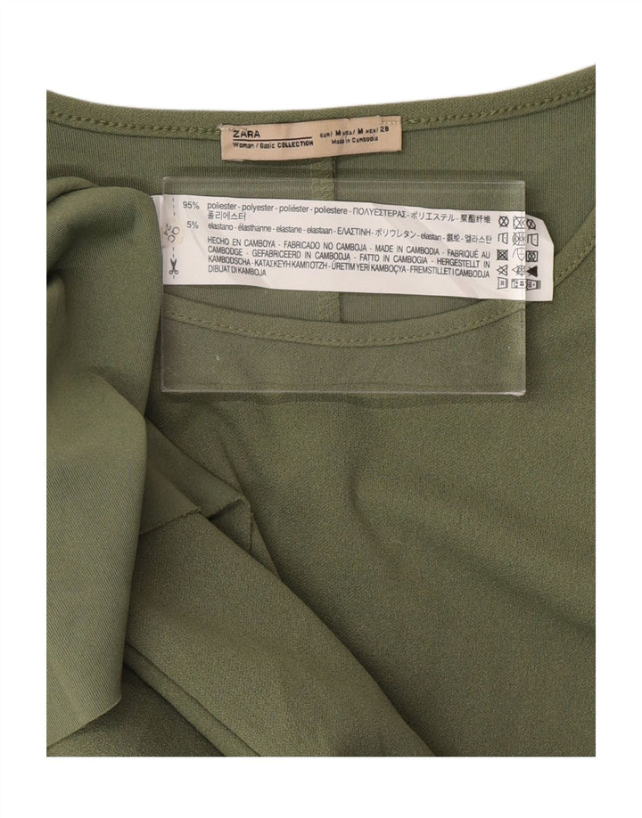 ZARA Womens A-Line Dress UK 12 Medium Green Polyester Vintage Zara and Second-Hand Zara from Messina Hembry 