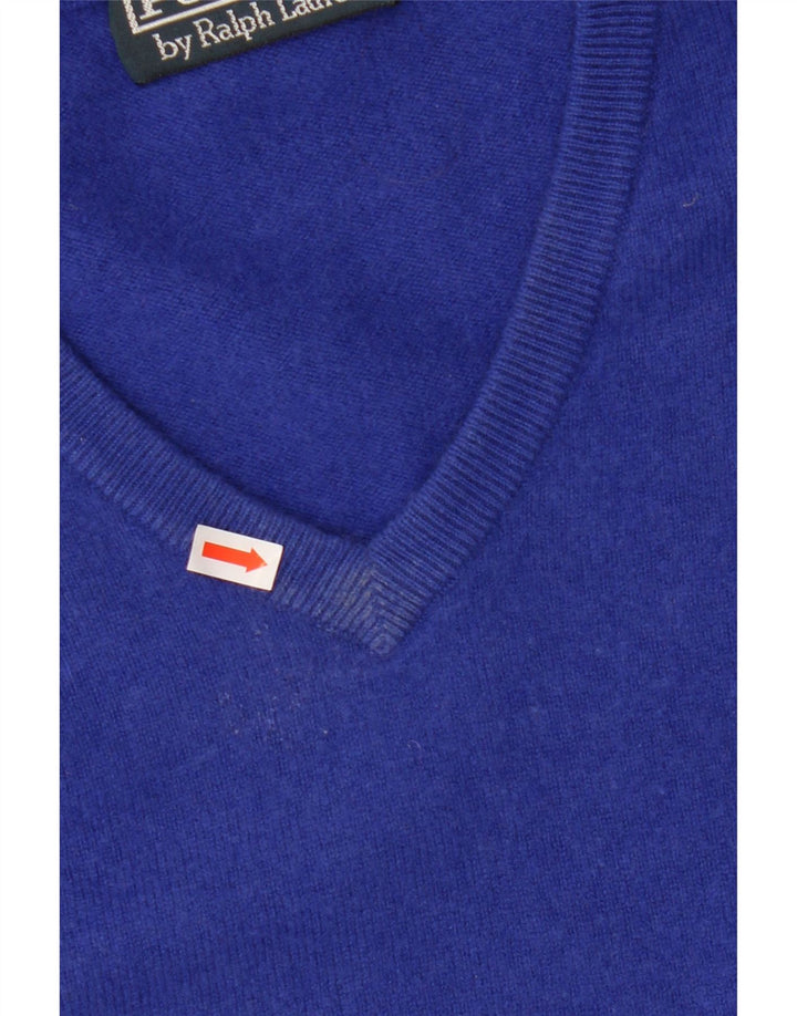 Męski sweter Polo Ralph Lauren z dekoltem w kształcie litery V, duży niebieski