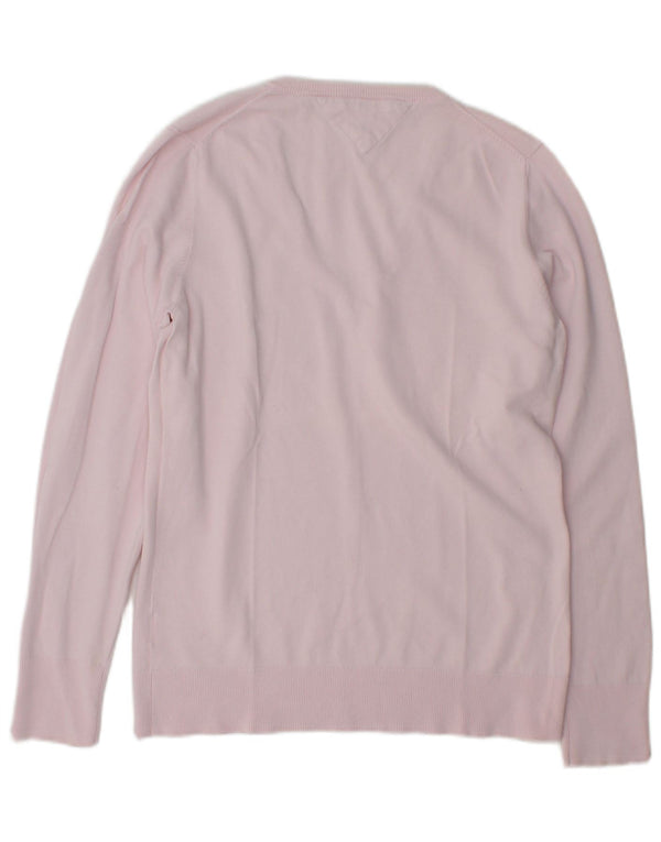 Sweter damski Tommy Hilfiger z dekoltem w kształcie litery V, UK 16, duży różowy