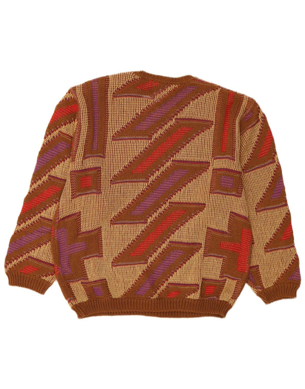 Damski sweter Clinique z okrągłym dekoltem UK 16, duży, beżowy, geometryczny, bawełniany