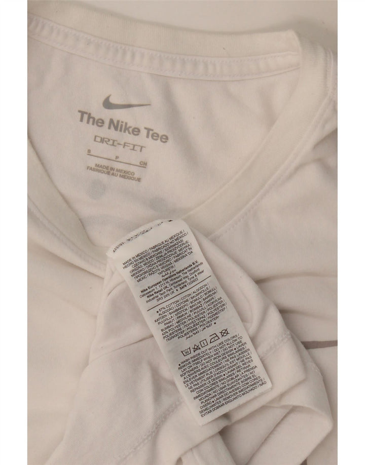 Męski T-shirt NIKE Dri Fit z grafiką, mały, biały, bawełniany