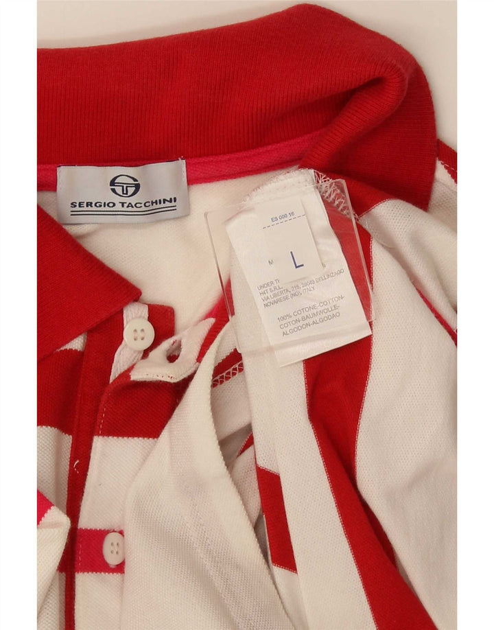 Męska koszulka polo Sergio Tacchini, duża, bawełniana w czerwone paski