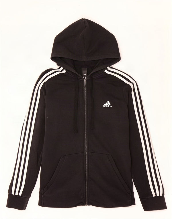 Damski sweter z kapturem i zamkiem błyskawicznym Adidas UK 12/14 Średni czarny bawełniany