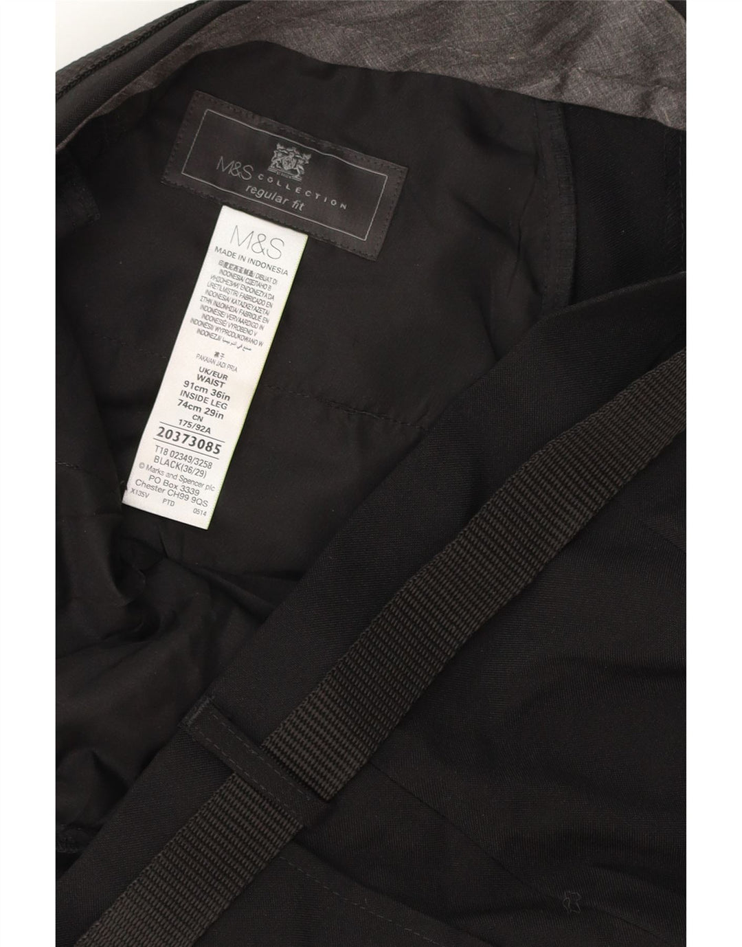 Męskie spodnie chino MARKS & SPENCER o regularnym kroju W36 L29 Czarny poliester