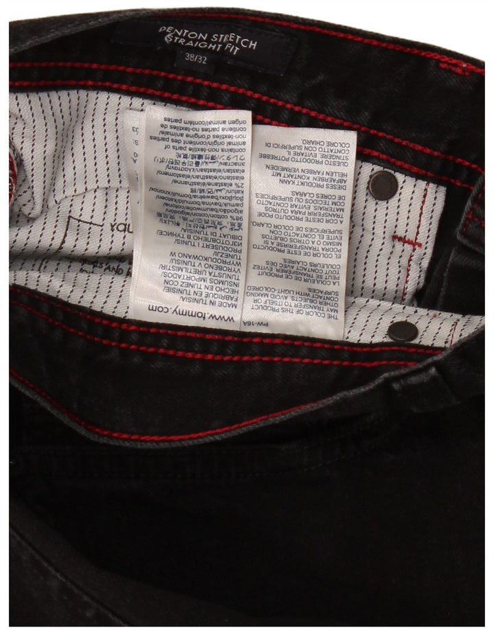 TOMMY HILFIGER Męskie proste dżinsy Denton W38 L23 Czarne bawełniane