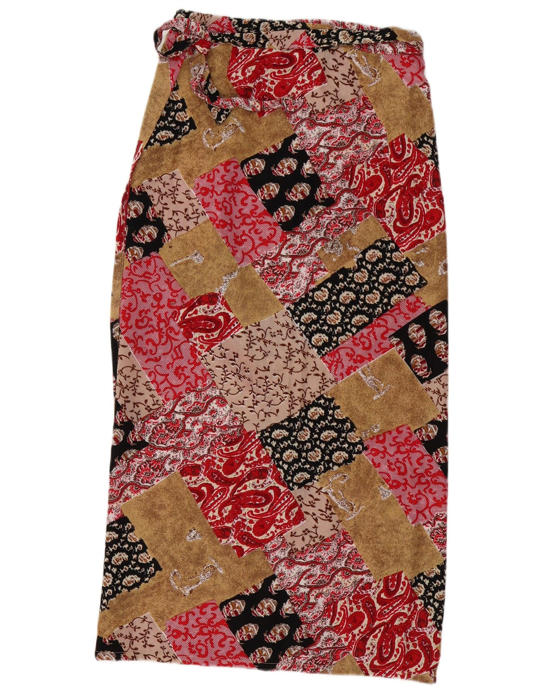 Damska kopertowa spódnica maxi VINTAGE W30 Średnia wielobarwna patchworkowa wiskoza