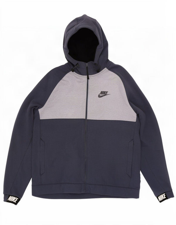 Męski sweter z kapturem i zamkiem błyskawicznym Nike, XL, granatowy, bawełniany, z blokami kolorów