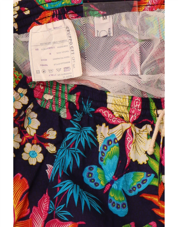 Męskie spodenki sportowe Valentino, średnie, granatowe, bawełniane w kwiaty