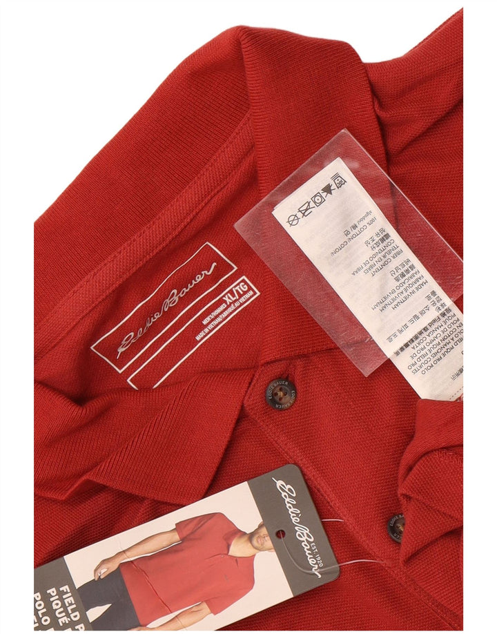 Męska koszulka polo XL Eddie Bauer, czerwona, bawełniana
