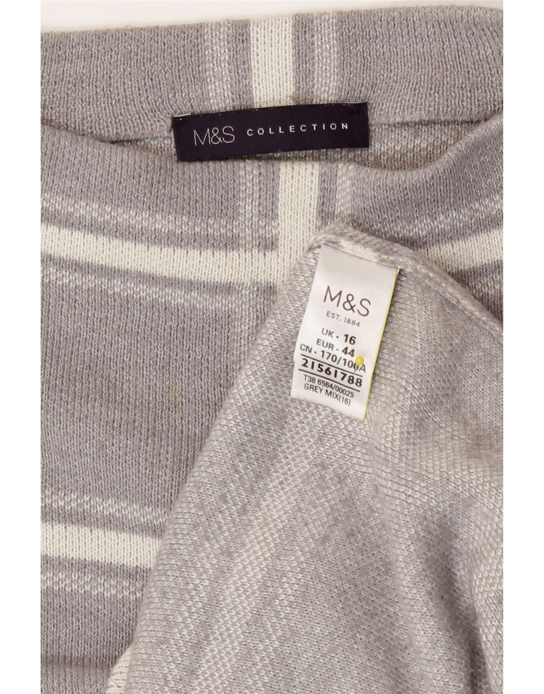 Marks & Spencer Damski sweter z okrągłym dekoltem, UK 16, duża, szara krata
