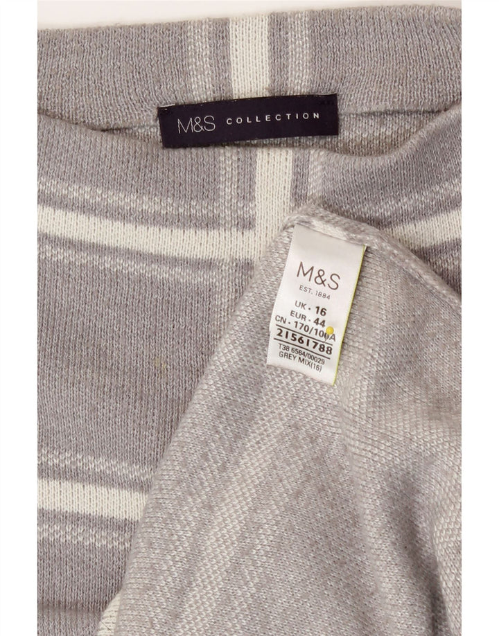 Marks & Spencer Damski sweter z okrągłym dekoltem, UK 16, duża, szara krata