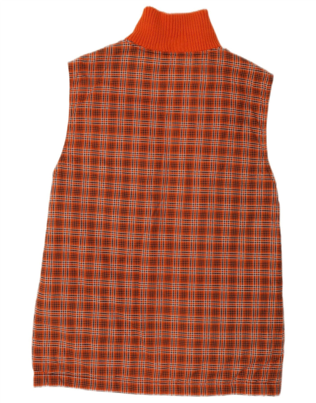NO PROBLEM Womens Longline Gilet UK 14 Large  Orange Check Polyamide