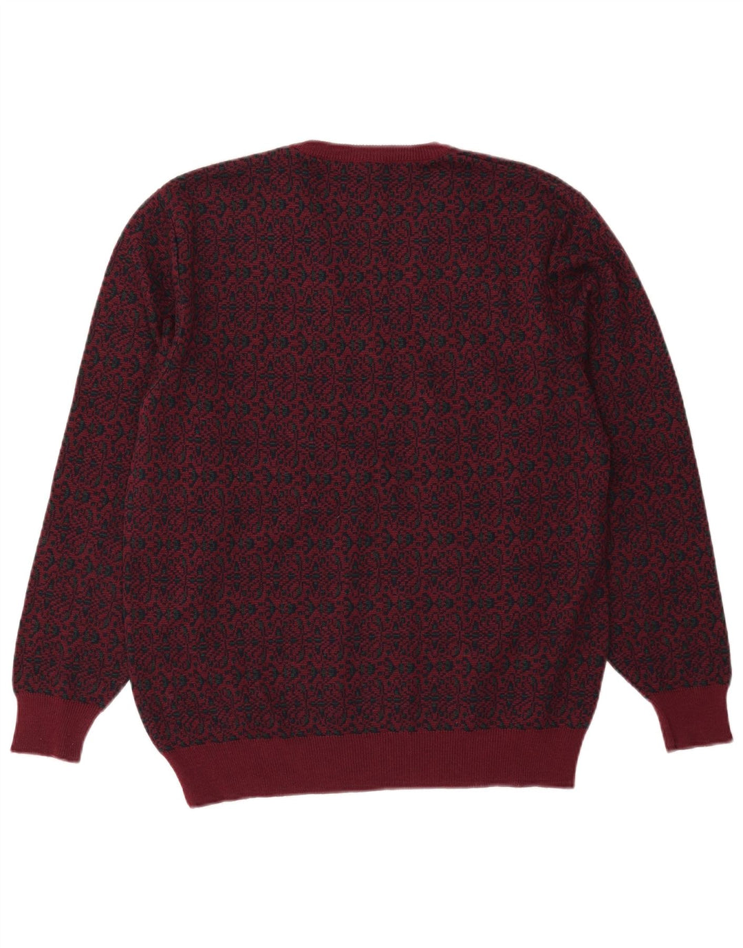 Mapier Męski sweter z dekoltem w kształcie litery V, średni burgund, wełna Fair Isle