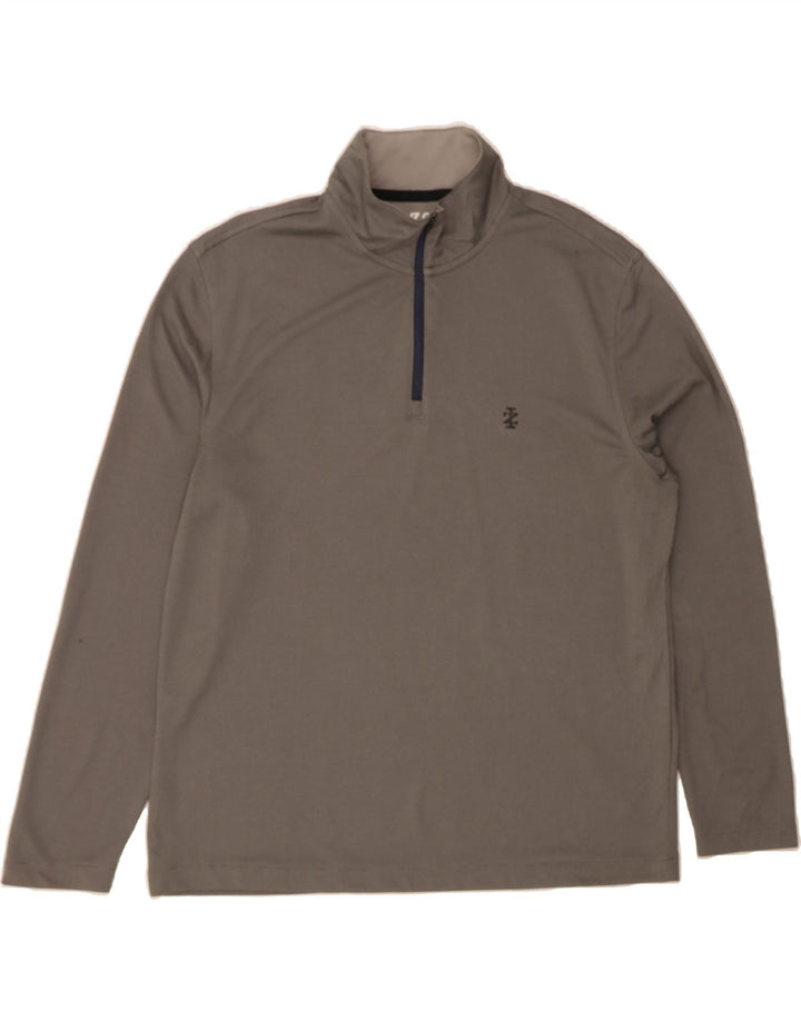 IZOD Mens Zip Neck Pullover Tracksuit Top Large Grey Polyester Vintage Izod and Second-Hand Izod from Messina Hembry 