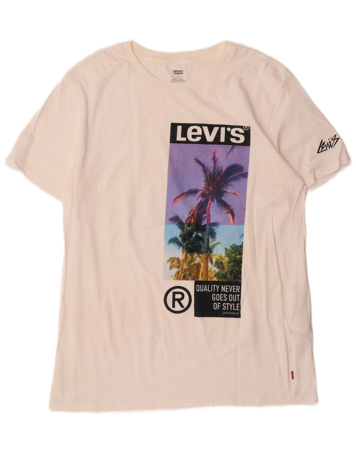 Męski T-shirt z grafiką Levi's, duży, z białej bawełny