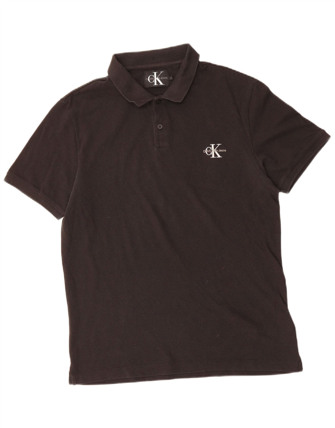 CALVIN KLEIN JEANS Mens Polo Shirt Large Black Cotton