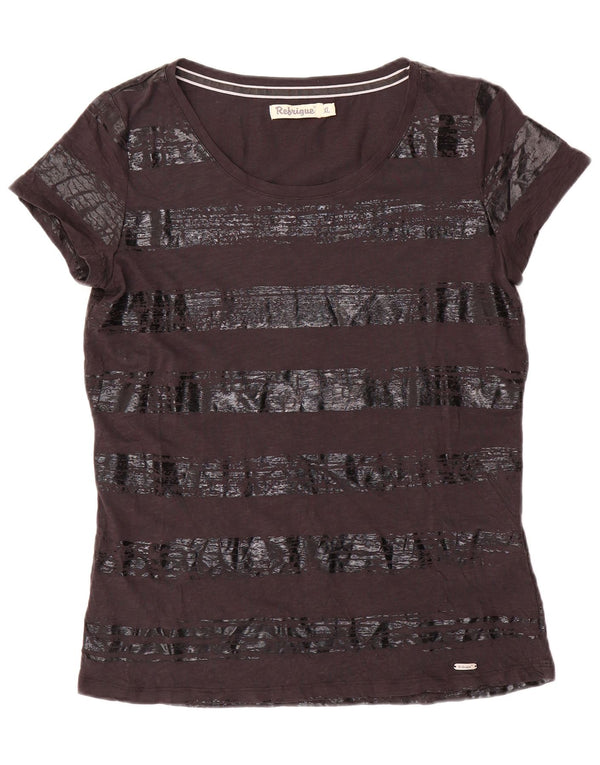 T-shirt damski REFRIGUE Top UK 18 XL, bawełniany w czarne paski