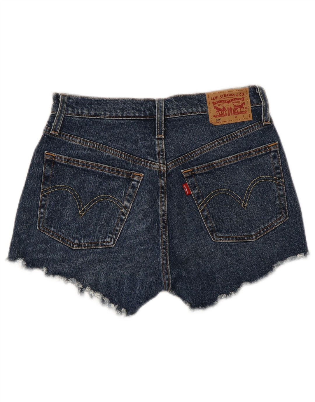 Damskie spodenki jeansowe LEVI'S 501 w trudnej sytuacji W26, małe, niebieskie, bawełniane