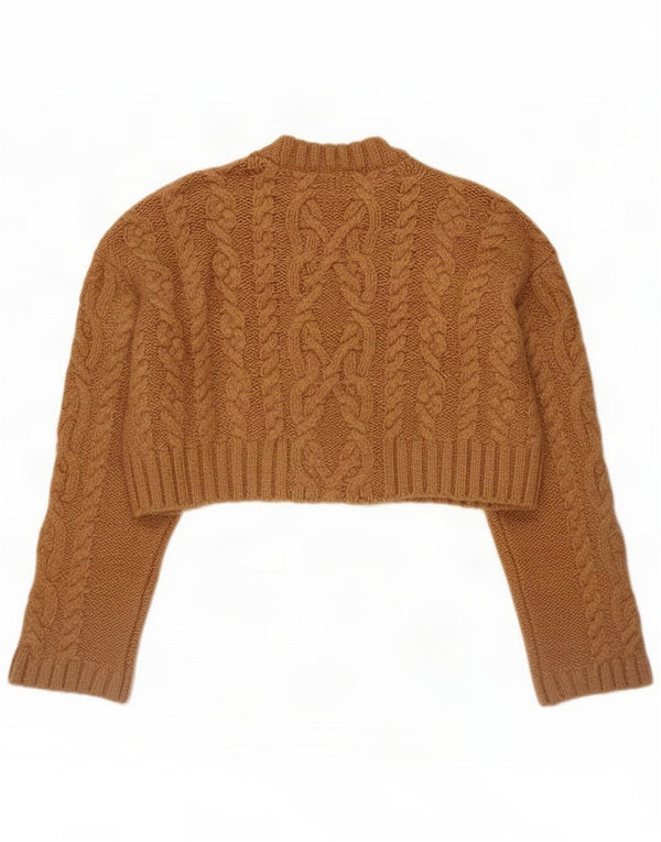 Damski sweter Zara Crop Oversize z dekoltem w łódkę UK 14 Średni brąz