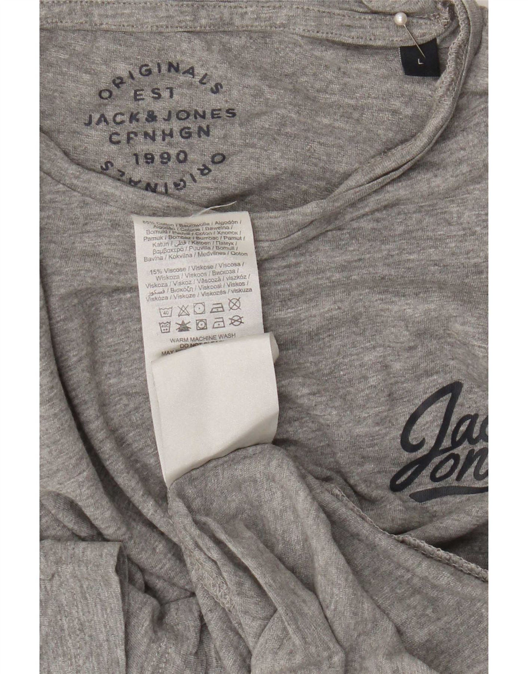 Męski T-shirt z grafiką Jack & Jones, duży, szary, bawełniany