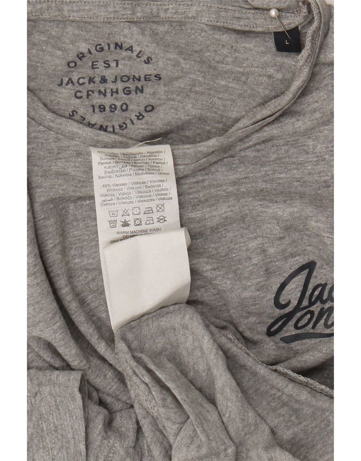 Męski T-shirt z grafiką Jack & Jones, duży, szary, bawełniany