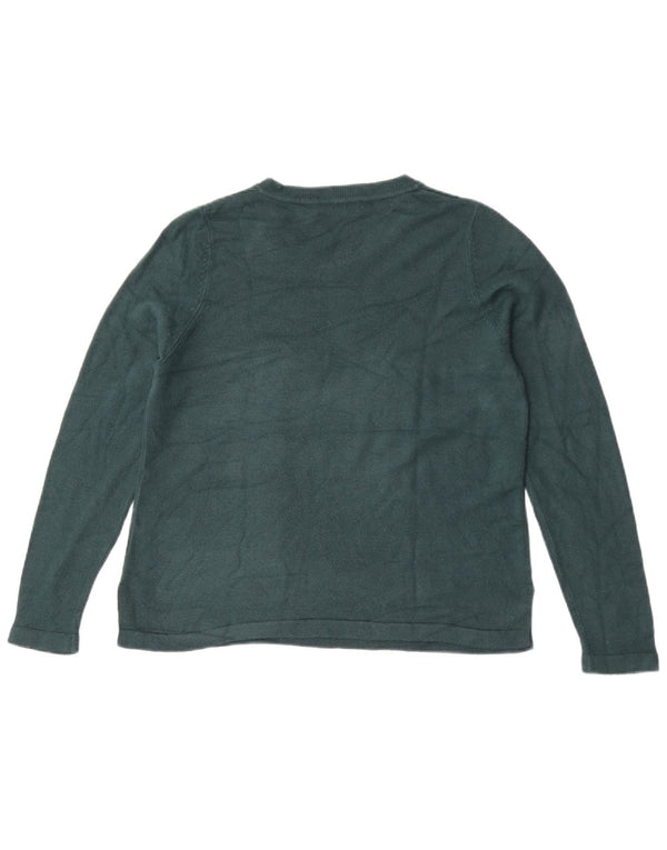 Marks & Spencer Damski sweter z dekoltem w łódkę, UK 14, średni zielony akryl