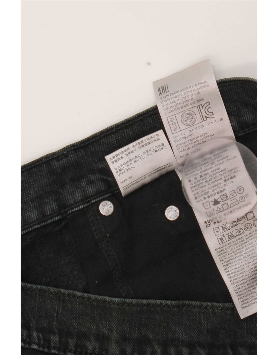 Męskie proste dżinsy Levi's W34 L32 Czarna bawełna