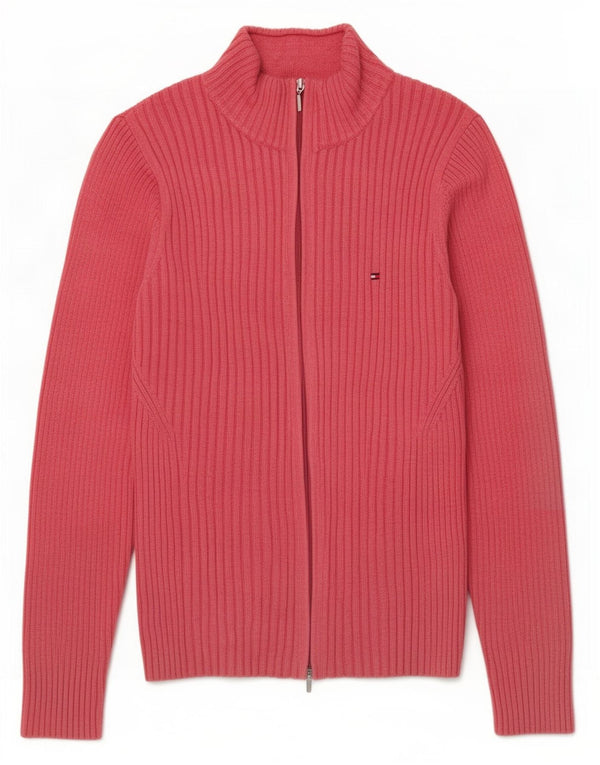 Sweter damski Tommy Hilfiger z pełnym zamkiem, UK 12, średni różowy bawełniany
