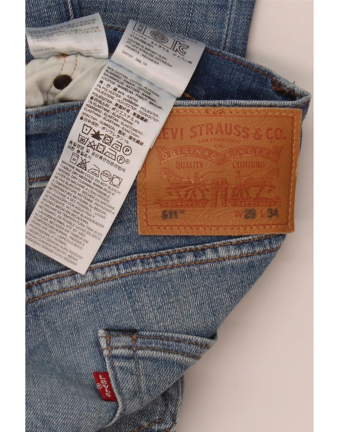 Męskie jeansy Levi's 511 Slim W29 L34 Niebieska bawełna
