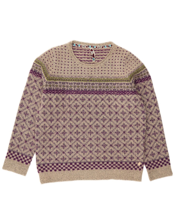 Damski sweter Weird Fish z dekoltem w łódkę UK 14, duży, szary Fair Isle