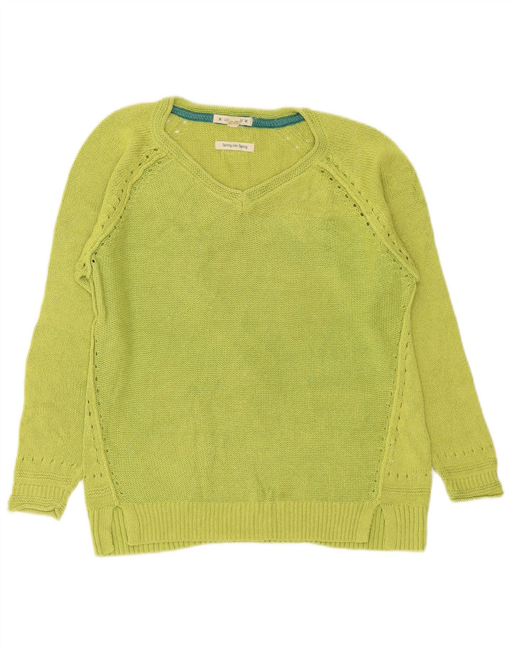 Damski sweter White Stuff z dekoltem w kształcie litery V, UK 8, mały, zielony, bawełniany