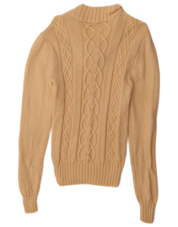 Sweter męski w stylu vintage z dekoltem w kształcie litery V, średni beż