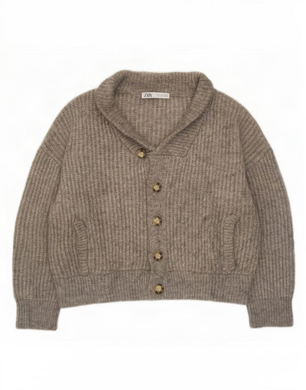 Damski sweter typu Crop Oversize Zara UK 10 Small Szary Akryl
