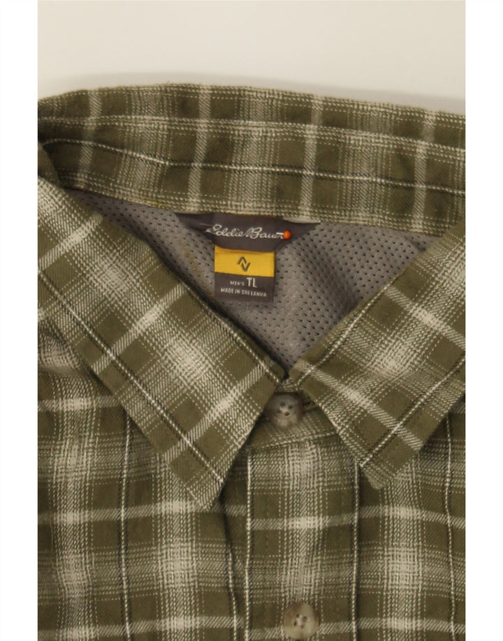 EDDIE BAUER Mens Shirt Large Green Check Polyester Vintage Eddie Bauer and Second-Hand Eddie Bauer from Messina Hembry 