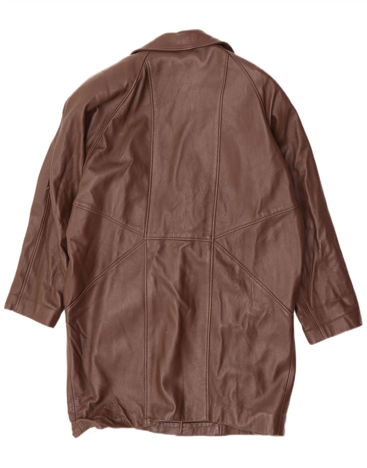 Vintage damski płaszcz skórzany oversize EU 36, mała brązowa skóra