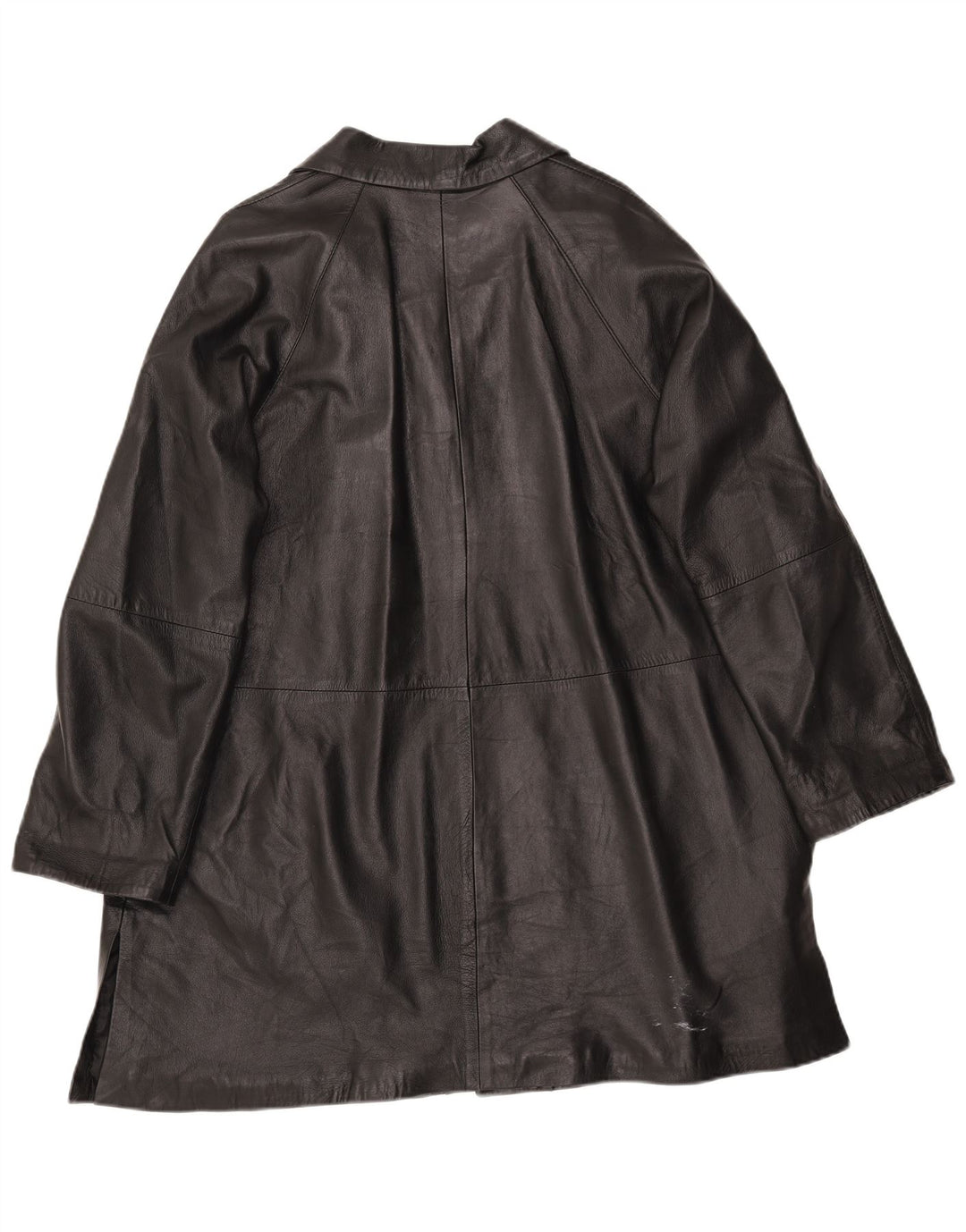 Vintage damski płaszcz skórzany oversize IT 46, duża czarna skóra