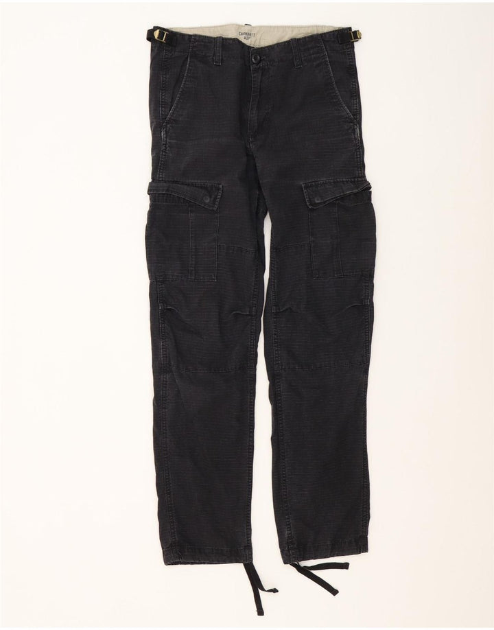 Męskie spodnie Carhartt Straight Cargo W29 L32 Czarna bawełniana kratka