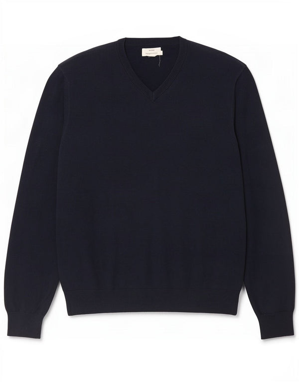Marks & Spencer Męski sweter z dekoltem w kształcie litery V, XL, granatowy, bawełniany