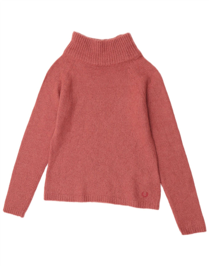 Damski sweter z golfem Fred Perry, UK 10, mały różowy