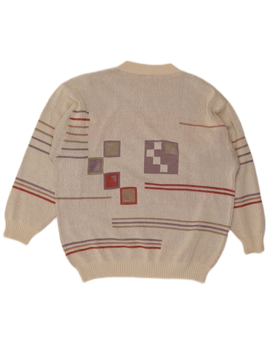 Męski sweter z okrągłym dekoltem w stylu vintage IT 48/50 Średni szary geometryczny