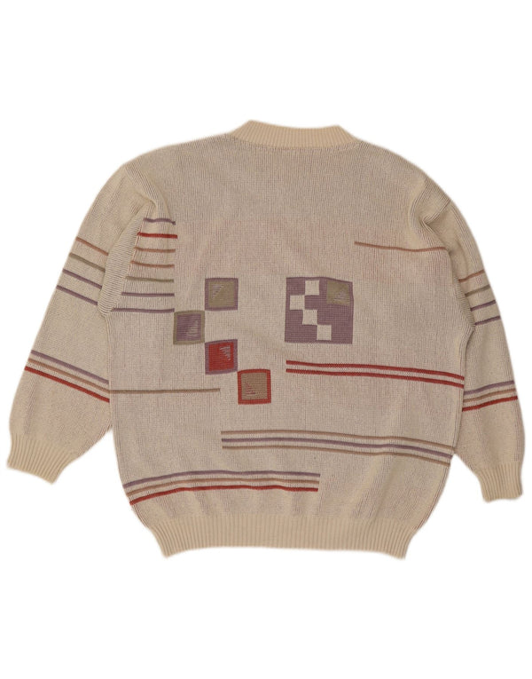 Męski sweter z okrągłym dekoltem w stylu vintage IT 48/50 Średni szary geometryczny