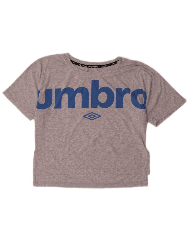 Damska koszulka UMBRO Crop Graphic Top UK 14 Średni szary, nakrapiany poliester