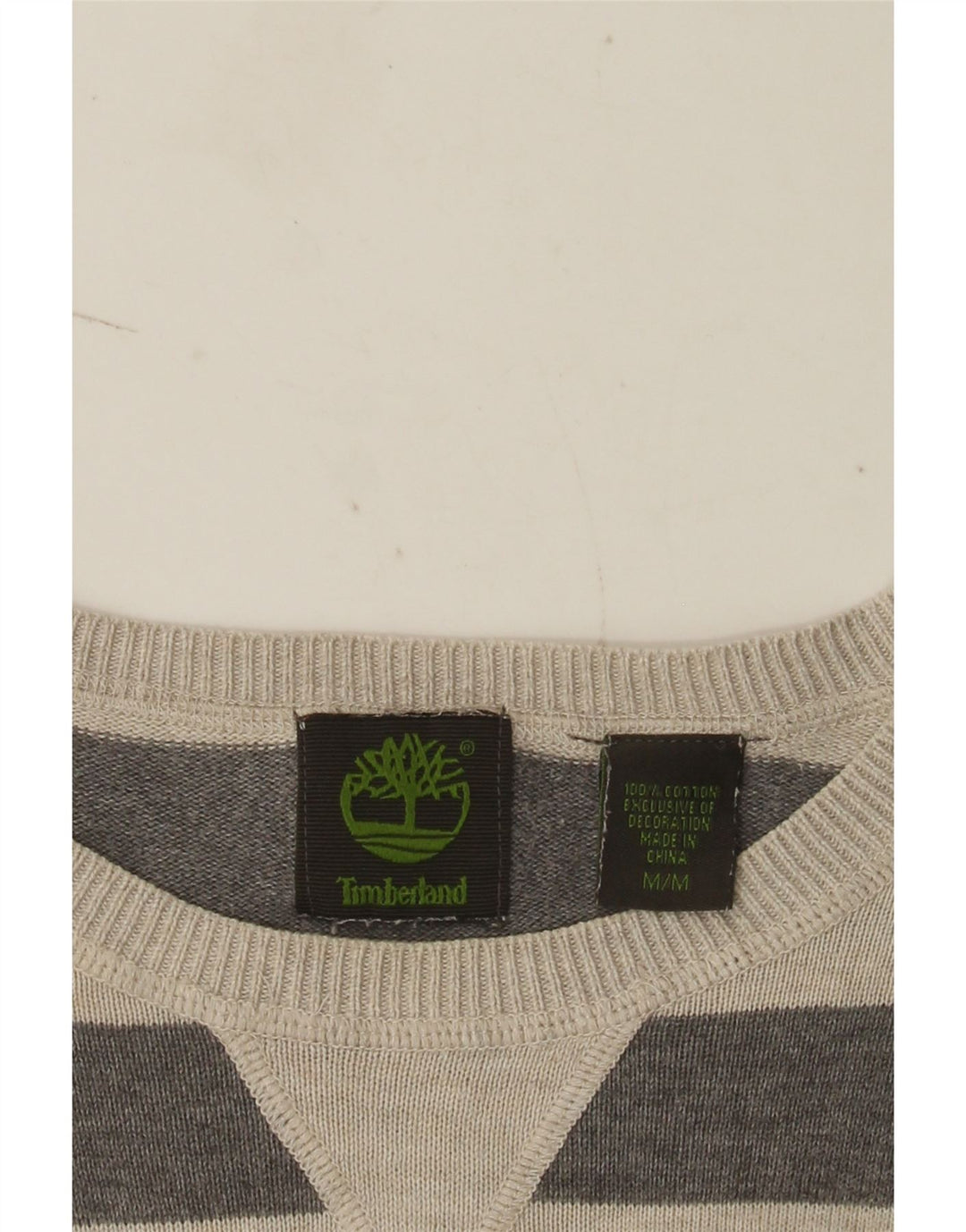Męski sweter Timberland z okrągłym dekoltem, średnioszary, bawełniany w paski
