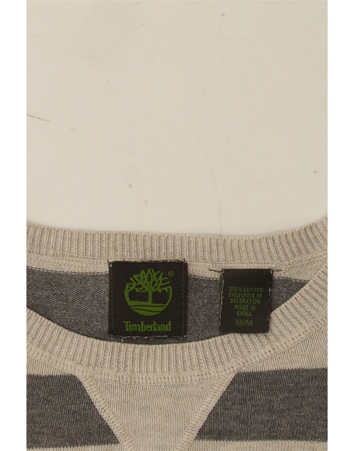 Męski sweter Timberland z okrągłym dekoltem, średnioszary, bawełniany w paski