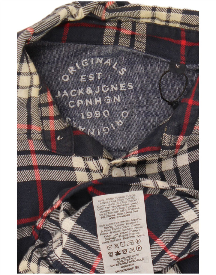 Koszula flanelowa męska Jack & Jones, bawełniana, w średnią granatową kratkę