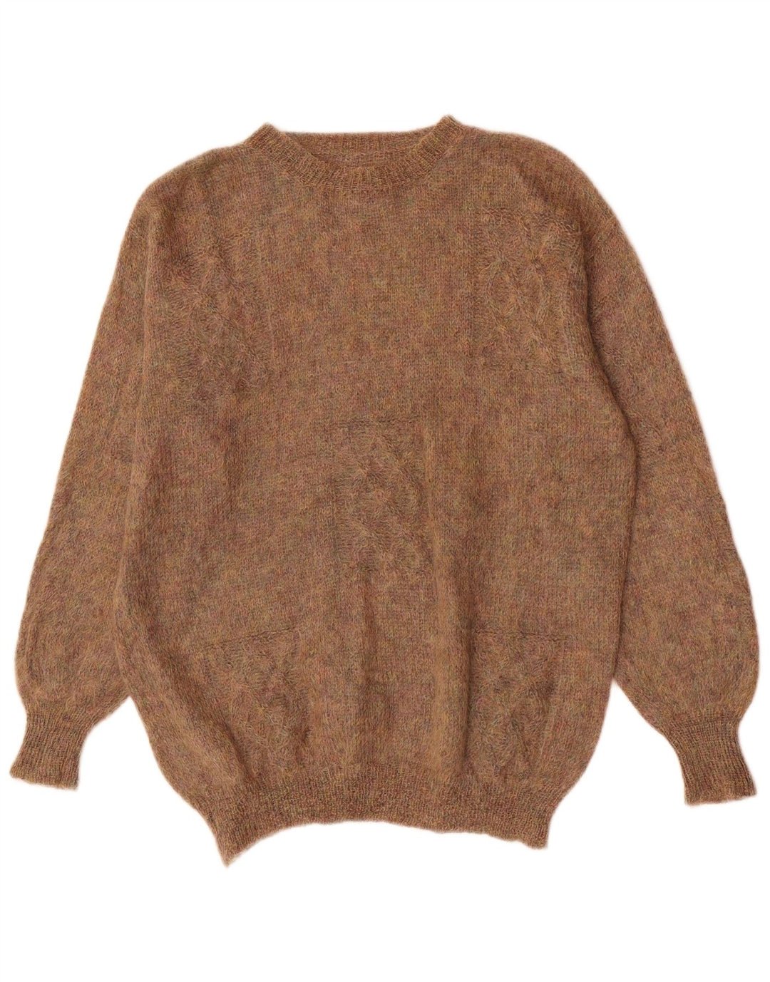 Vintage męski sweter z okrągłym dekoltem, duży brązowy